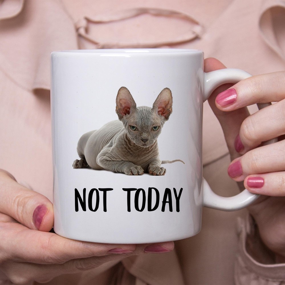 Funny Sphynx Cat Blue Not Today Cat Mug Lazy Gift For Cats Lovers Coffee Mug