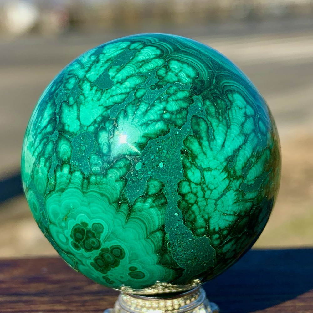 86G Natural glossy Malachite ball transparent cluster rough mineral sample