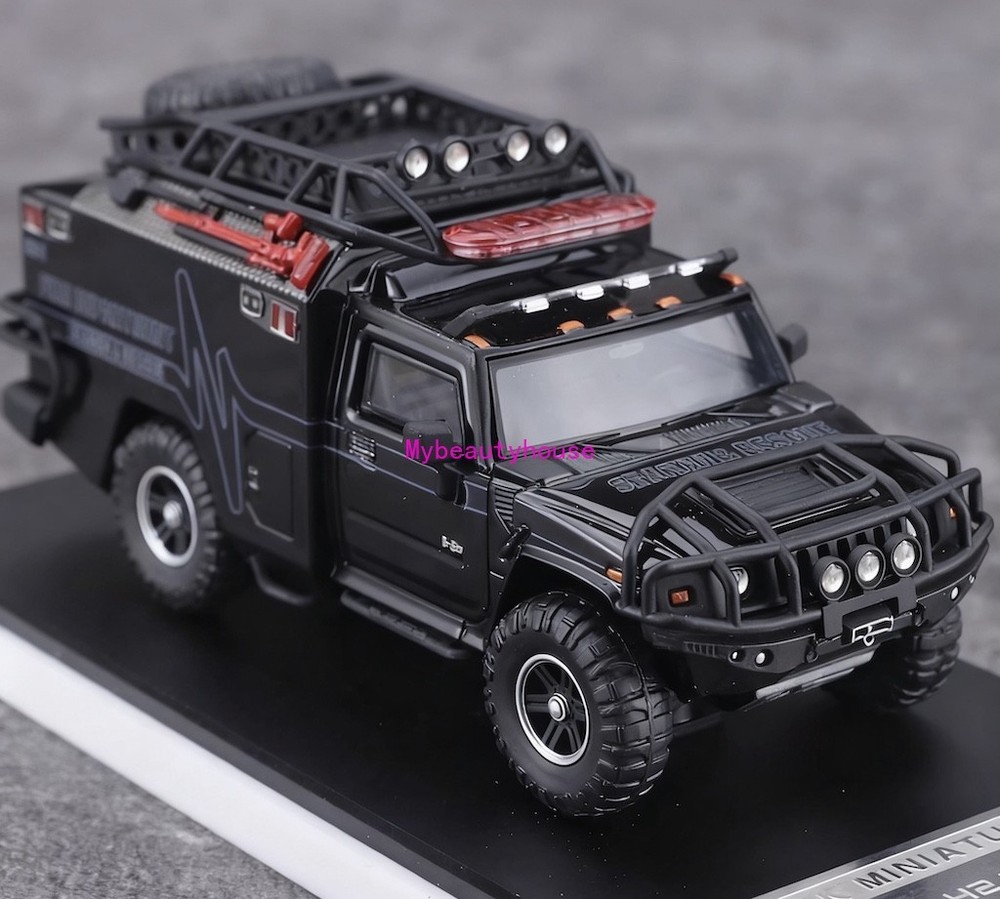 MK 1:64 HEC Black H2 Fire Dep. Rescue Vehicle ORV Model Diecast Metal Car
