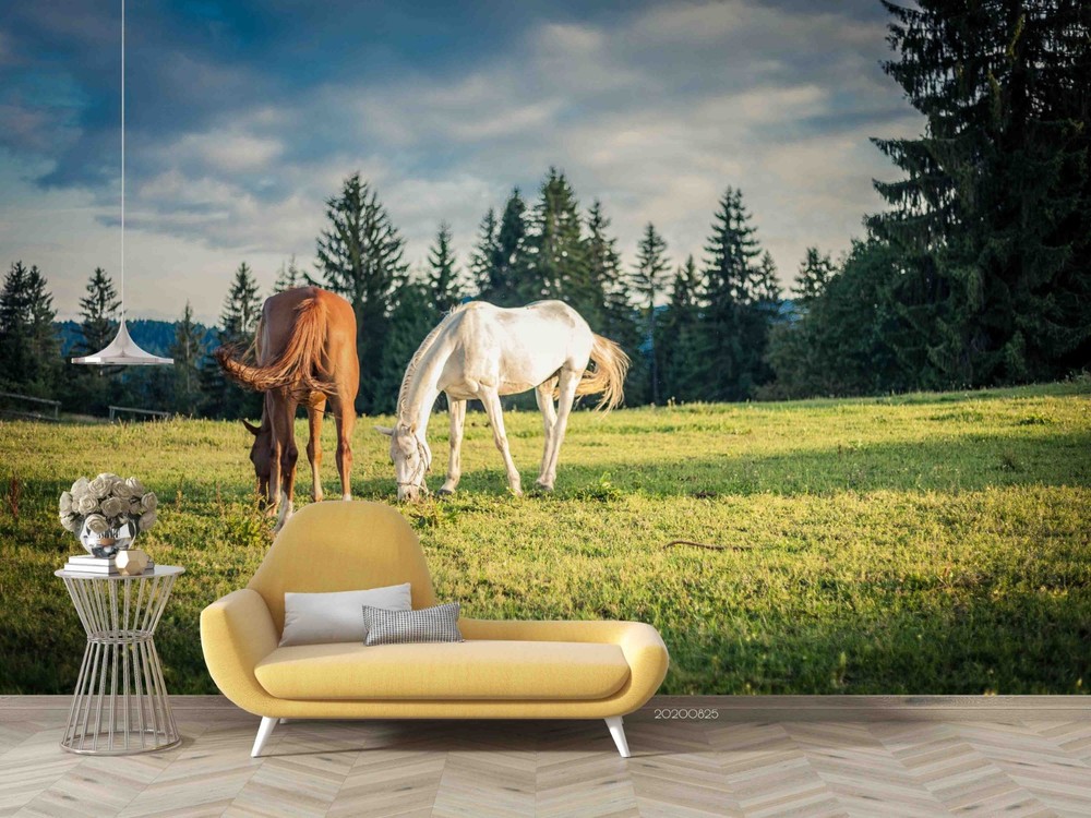 3D Woodland Grassland Horse Landscape Wall Murals Wallpaper Murals Wall Sticker