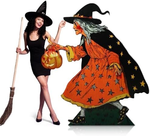 Vintage Witch Cardboard Cutout Stand