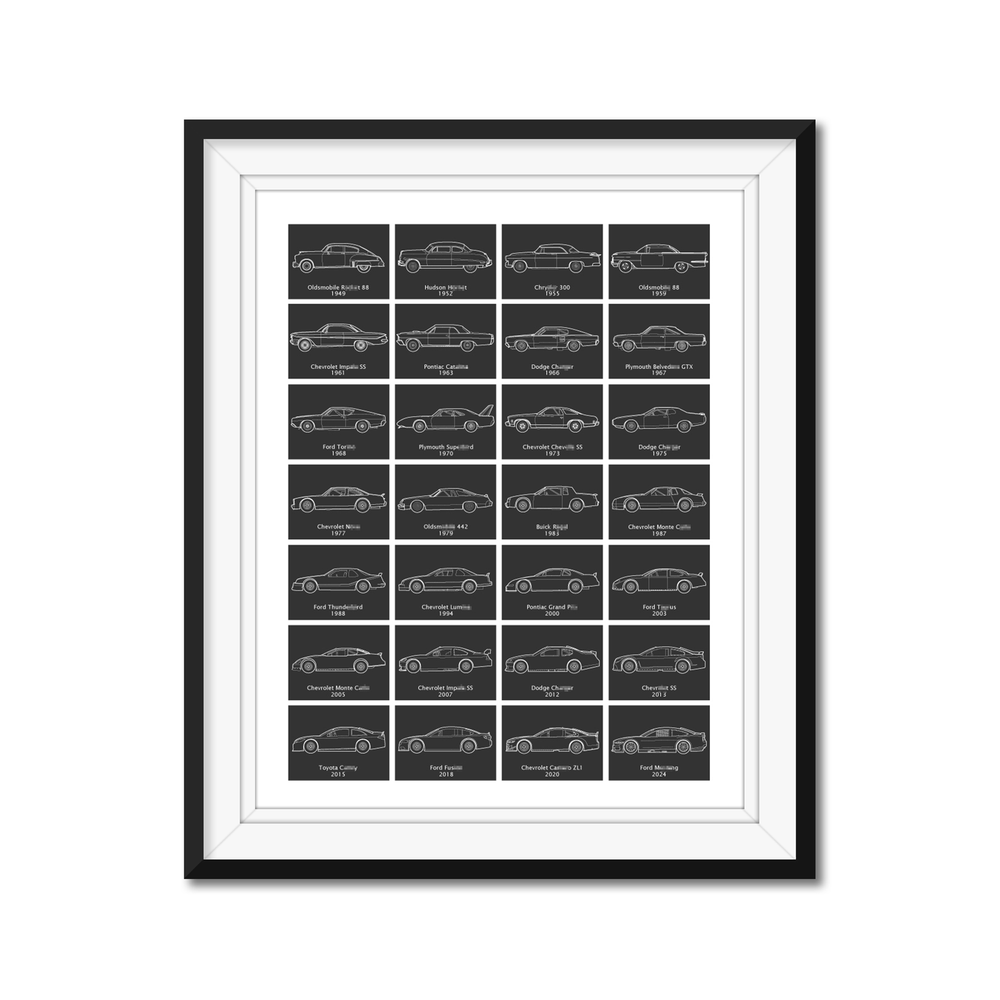 NASCAR Generations Race Car Evolution History Poster Print Art