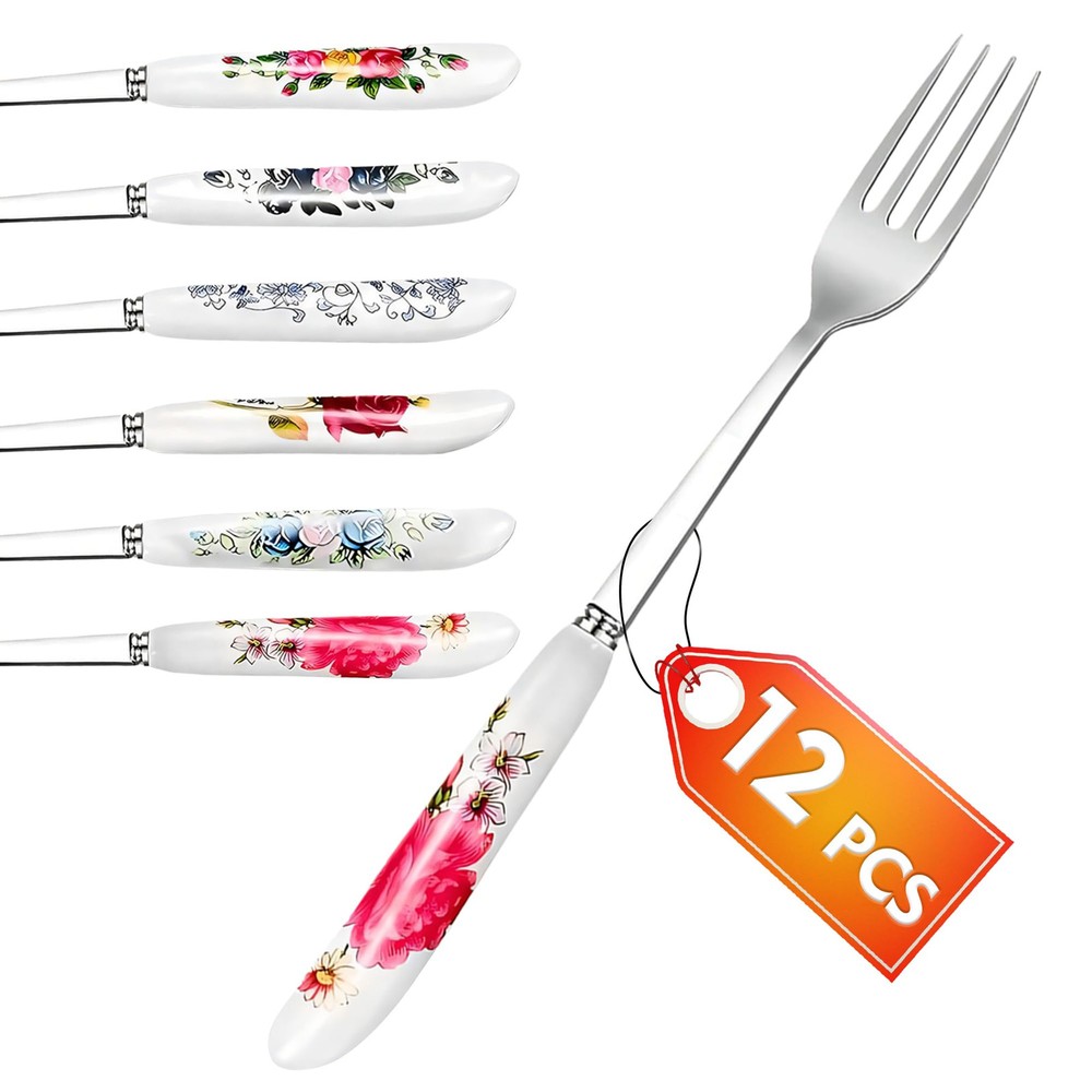 12-Piece Reusable Stainless Steel Dinner Fork Set for Eco-Friendly Dining