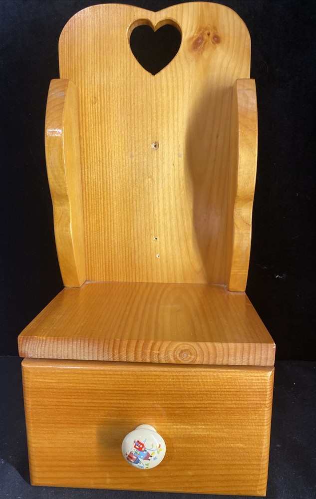 Telephone Stand Handmade Wooden w drawer Wall Mounted