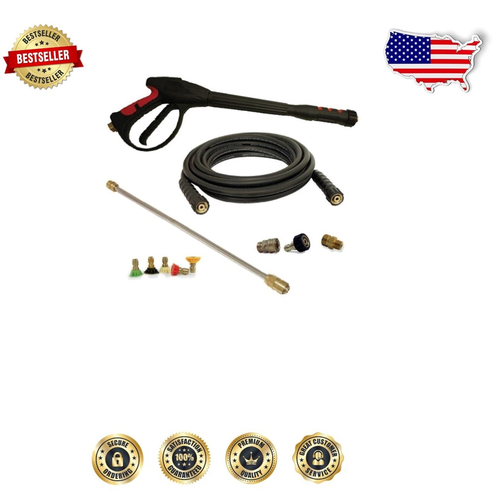Complete Pressure Washer Set with 3700 PSI Gun, 25' Hose & Quick Connect Tips