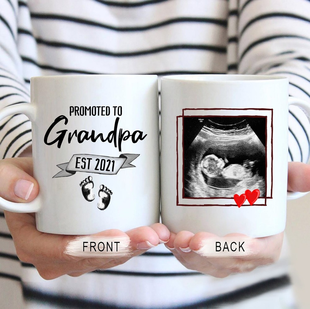 Promoted To Grandpa Mug Personalized Ultrasound Gift Custom Pregnancy