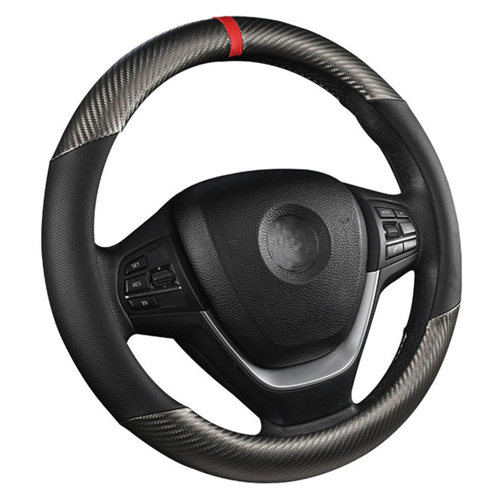 Steering Wheel Cover Stylish Car Non-Slip Leather Car Interior 15 inch Universal