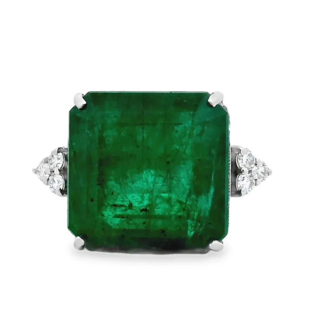 IGI Certified 16.91ct. tw. Emerald - Diamond Ring Platinum Engagement Ring