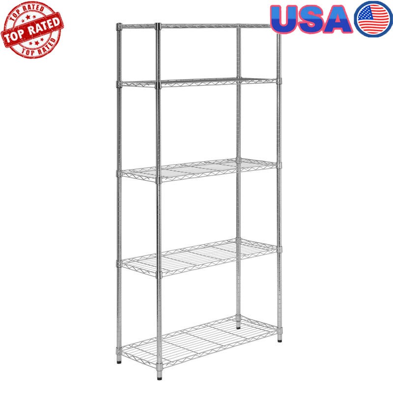 5-Tier Heavy Duty Adjustable Steel Shelving Unit for Commercial Storage