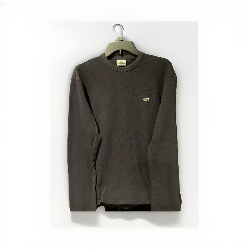 Lacoste Mens Round Neck Textured Pullover Long Sleeve Shirt Navy Size Lacoste 6