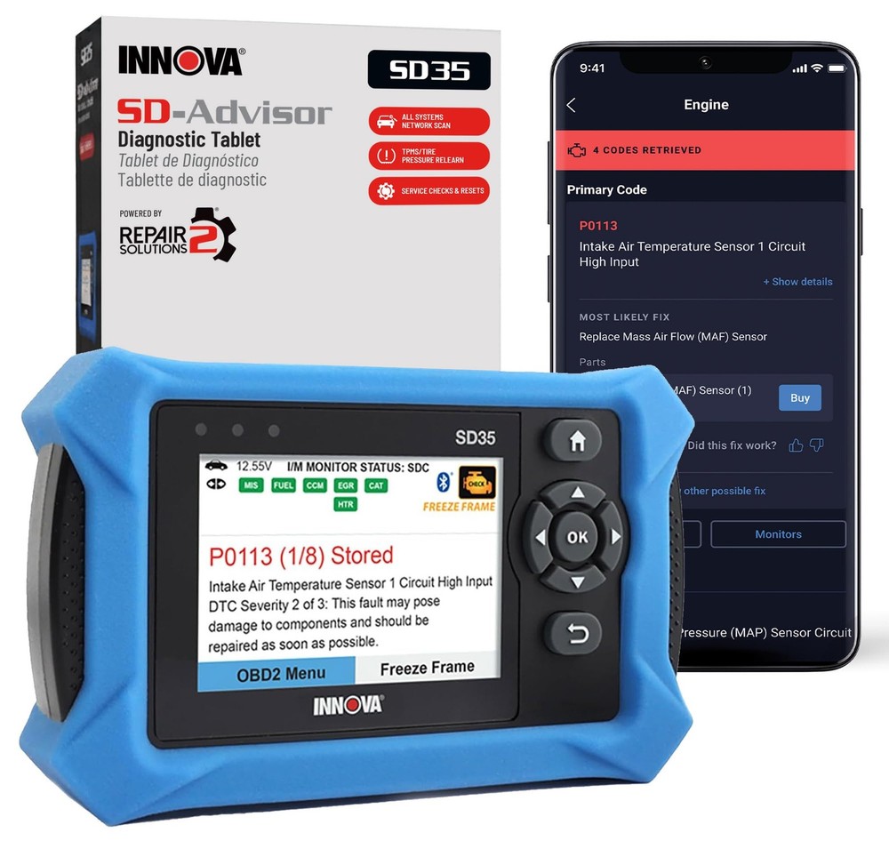 Innova SD35 OBD2 Scanner – ABS, SRS, TPMS & Check Engine Code Reader, Live...