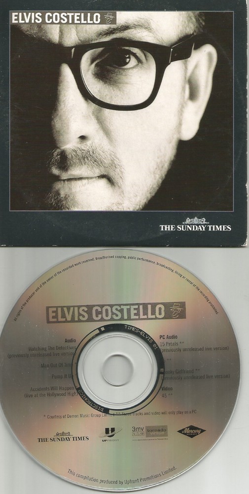 ELVIS COSTELLO Europe PROMO CD w/ UNRELEASED & LIVE & VIDEO TRX USA seller 2002