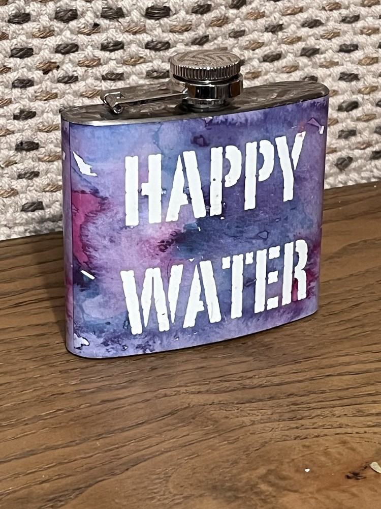 Purple 5oz Happy Water Whiskey Flask Perfect Gift for Her