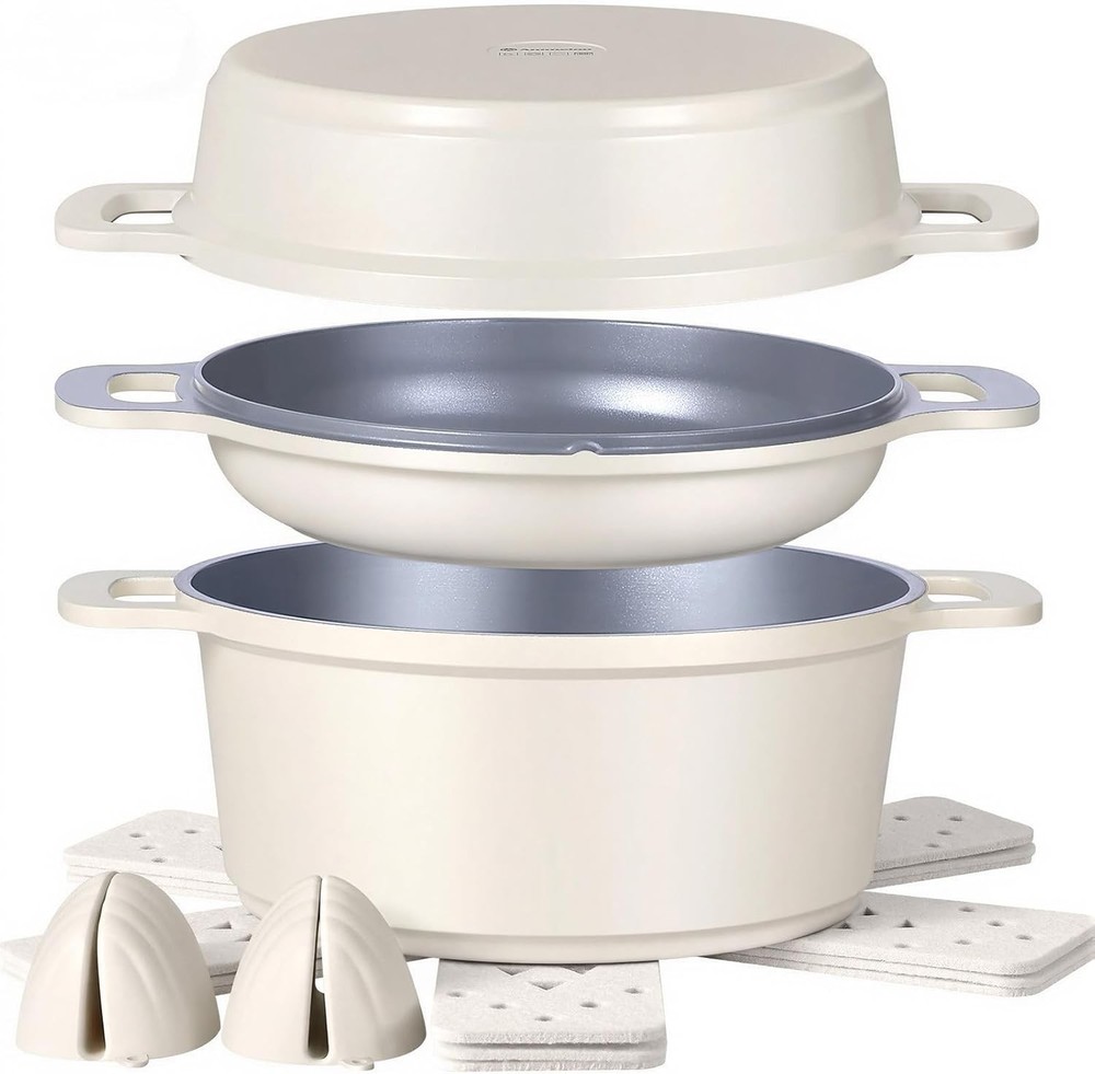 Ammeloo 8-Piece Non Stick Stock Pot with Lid, Ceramic Cooking Pot Set, 4.5 Qt Al