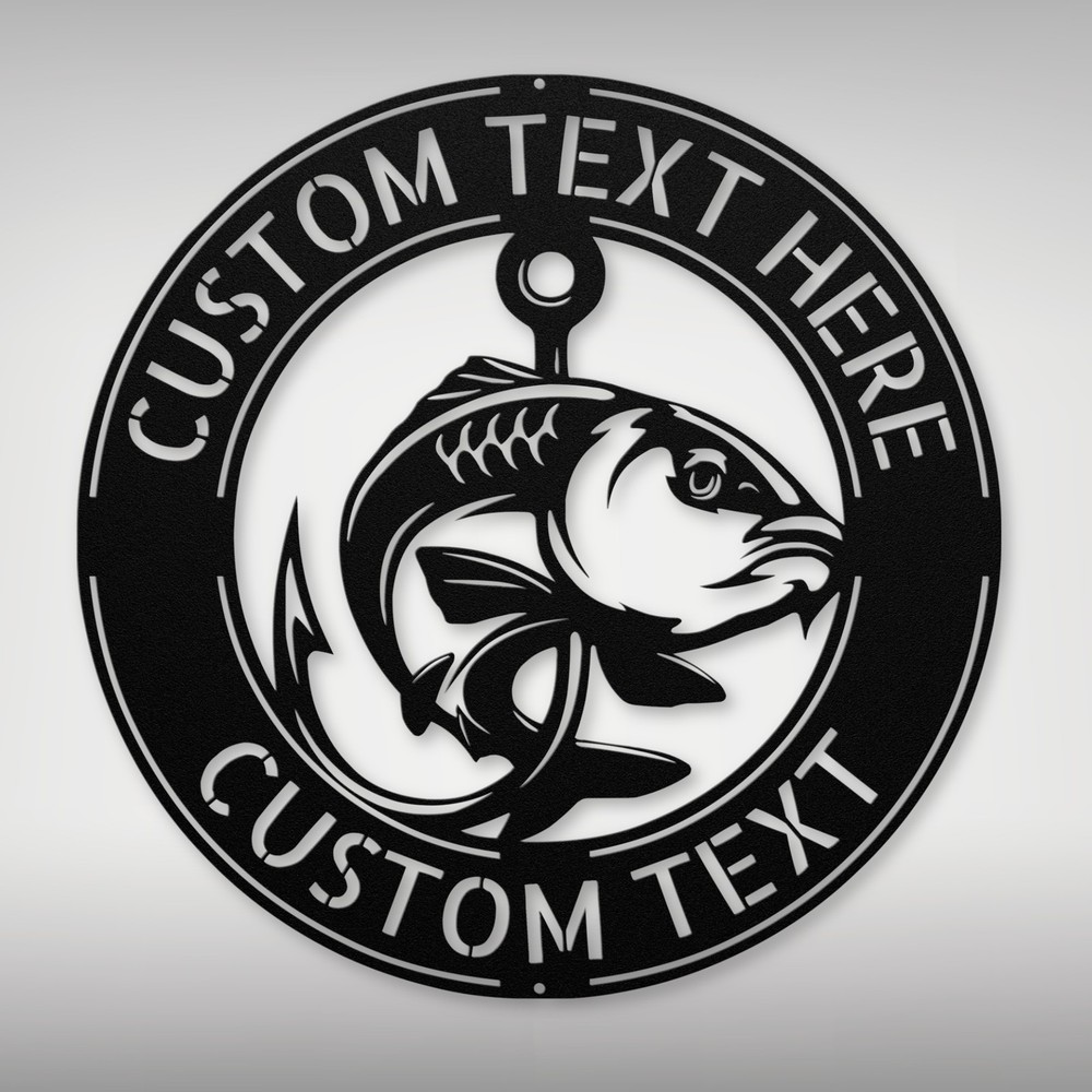 Personalized Fish Metal Sign Custom Outdoor Decor for Fishing Lovers Gift Idea