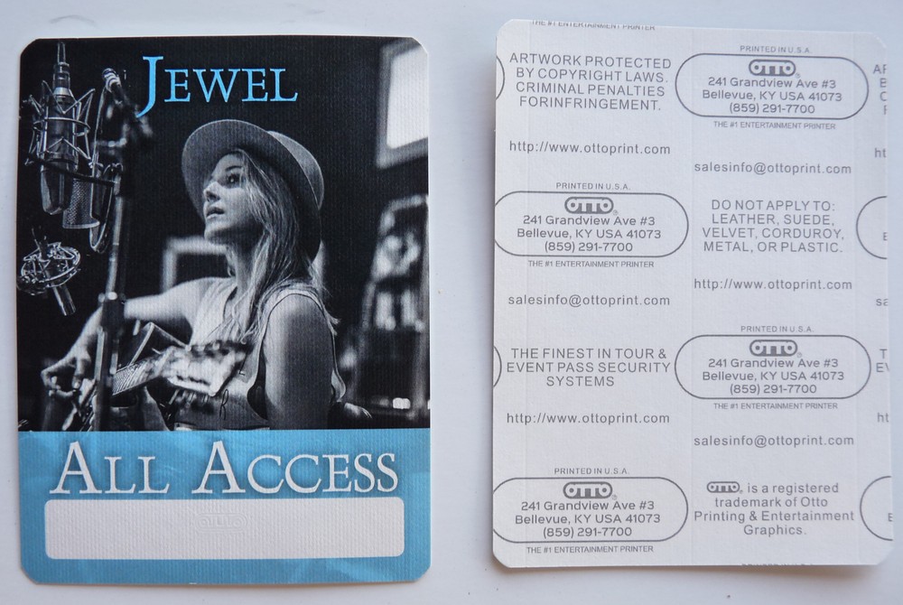 Jewel Blue All Access Concert Tour Backstage Pass D19