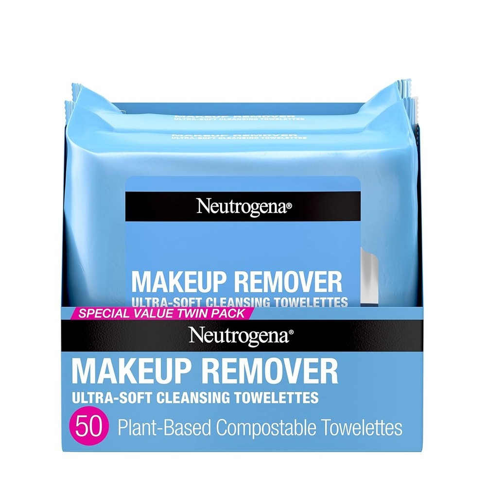 Neutrogena Cleansing Fragrance Free Makeup Remover Face Wipes Twin Pack, 2 x 25