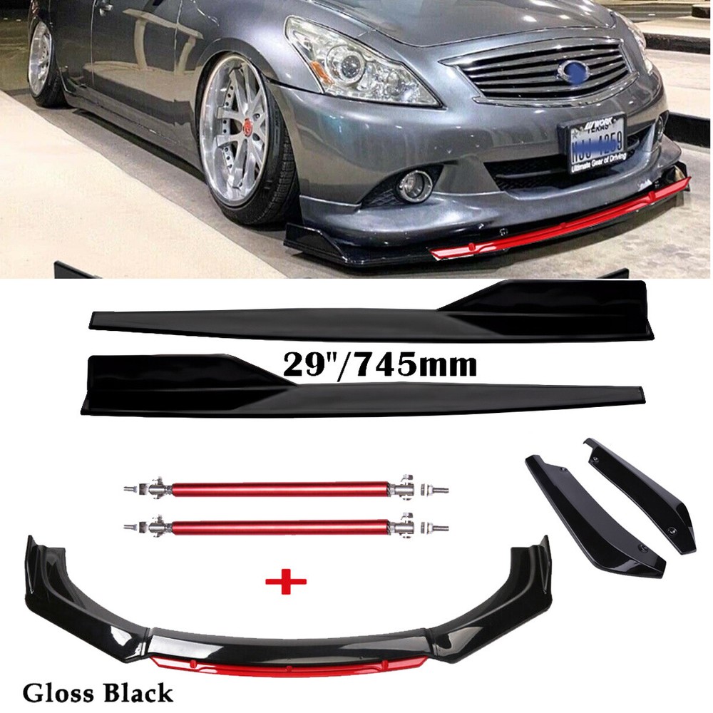 Front Bumper Lip Spoiler Splitter Rear Lip Side Skirt For Infiniti G37 Coupe S