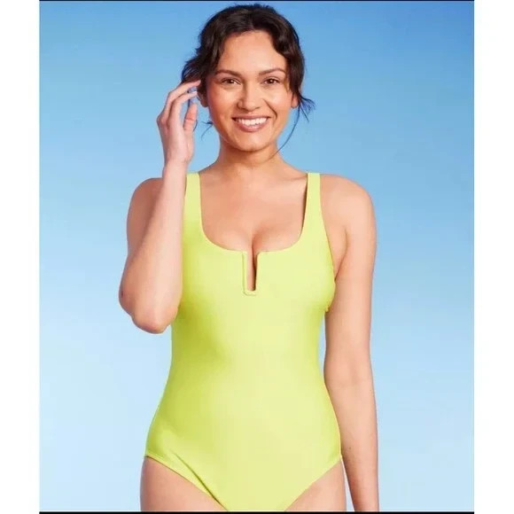 Kona Sol Women's Medium Coverage One Piece Swimsuit Swimwear U-Wire L