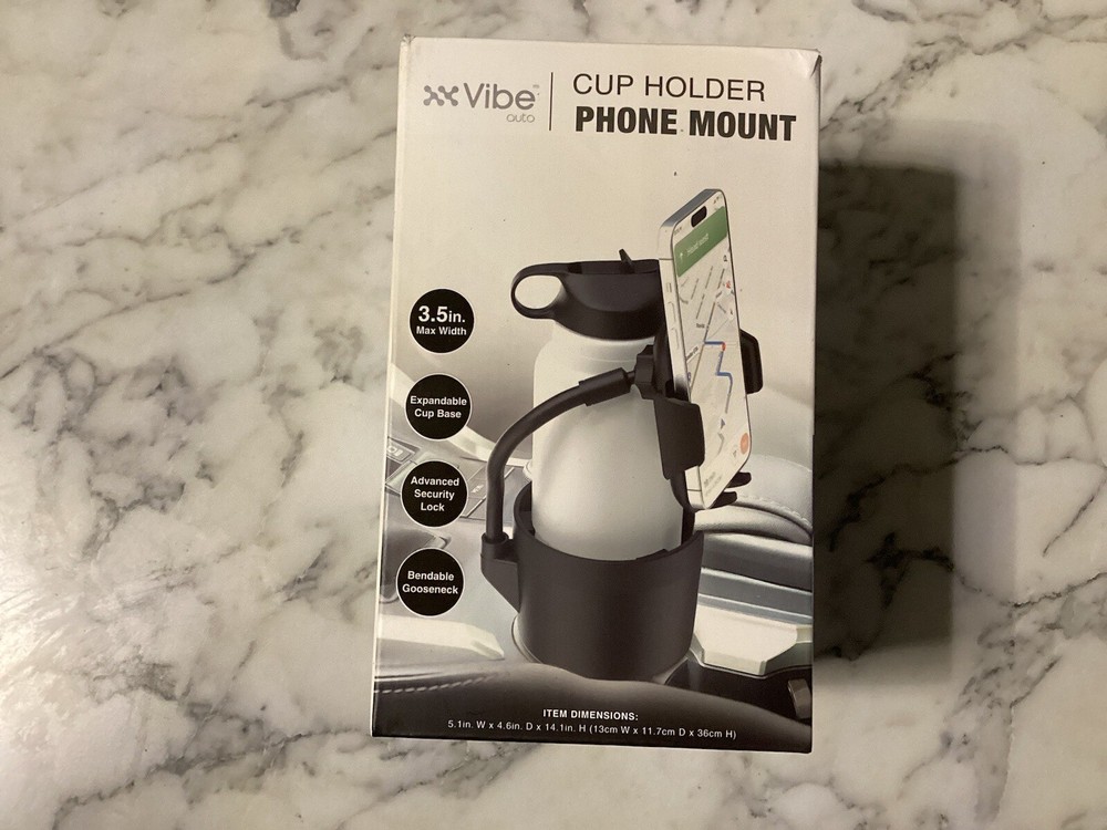 Cup Holder And Phone Mount For Cell Phone - Black