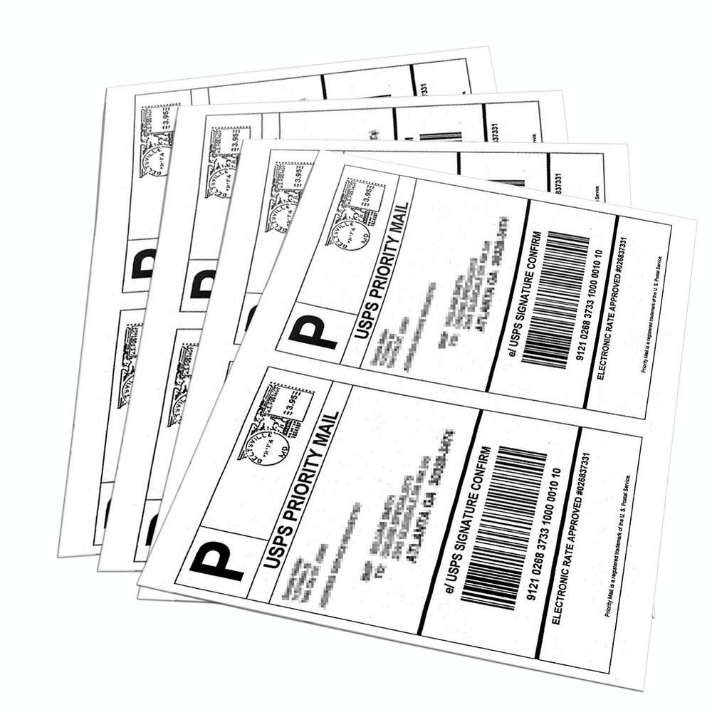 Half Sheet Self-Adhesive Shipping Labels for Laser & Inkjet Printers - White Blank Printable