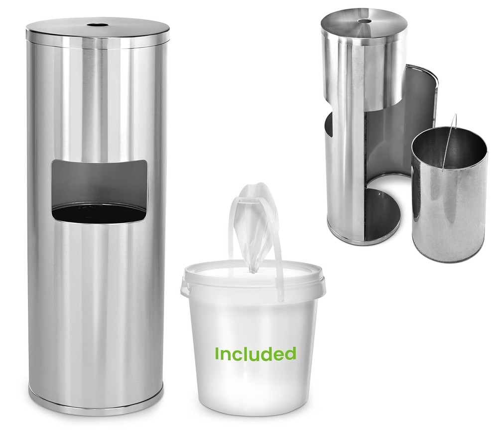 Gym-Ready Wipes Dispenser Stand with Magnetic Door - Effortless Hygiene Solution