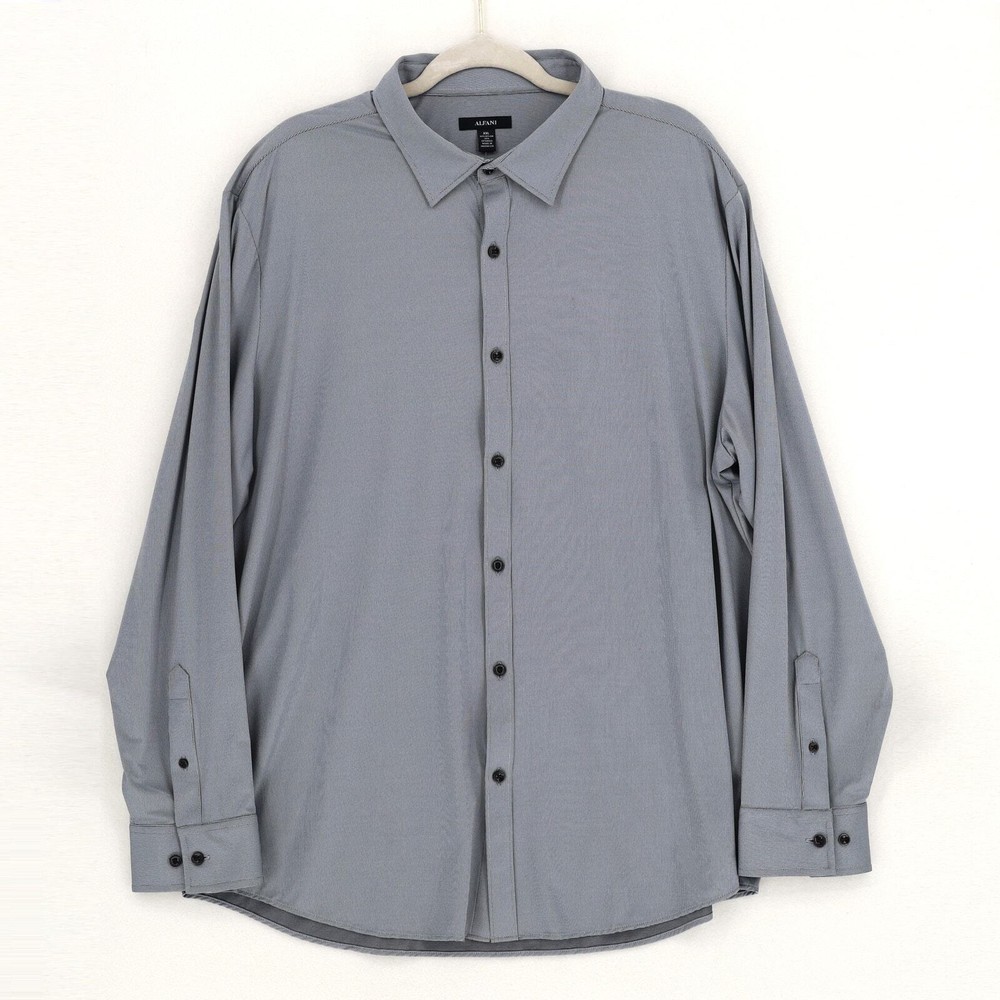 Alfani Men's Steel Grey Jersey Alfatech Long Sleeve Performance Shirt Size XXL