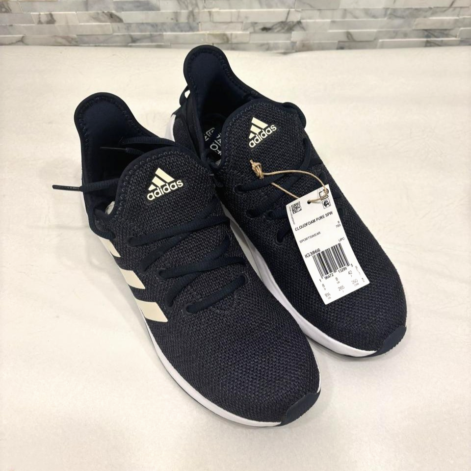 adidas Cloudfoam Pure Women’s Sneakers Size 9.5 Gray Navy Comfort Running Shoes