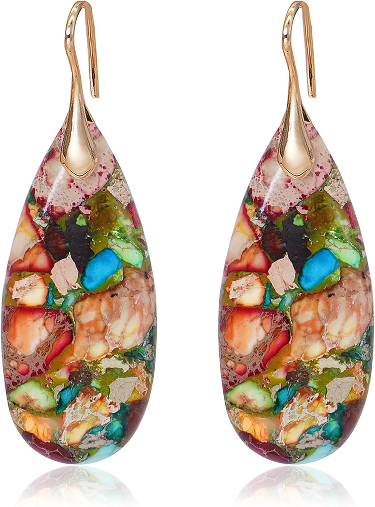 Elegant Natural Stone Waterdrop Dangle Earrings for Women