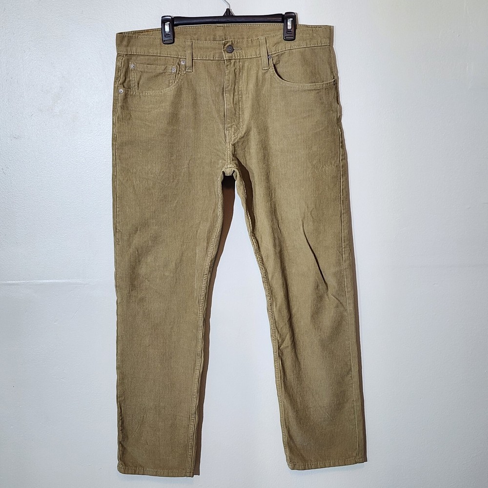 Levis 502 Corduroy Pants Mens 36x32 Tan Classic Fit Straight Leg White Tab