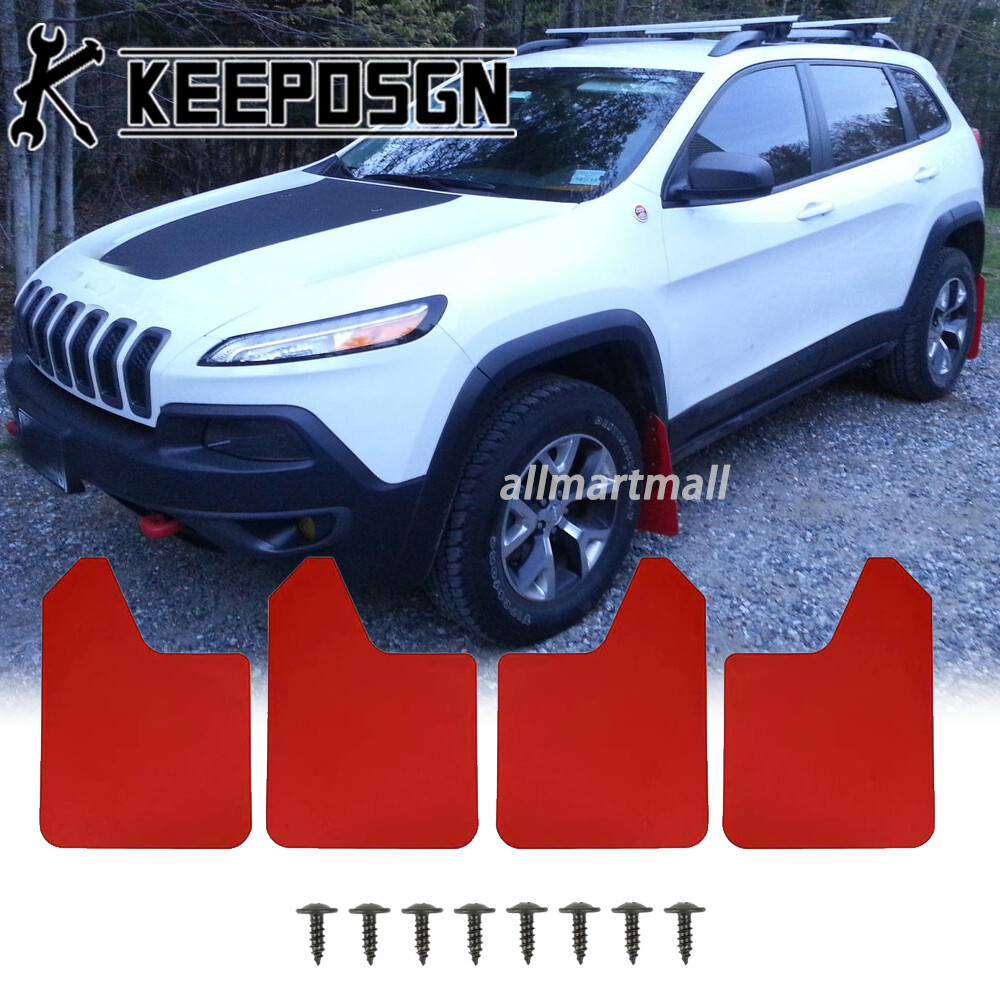 Jeep Cherokee SUV Red Mud Splash Guards Flexible Wheel Fender Flaps