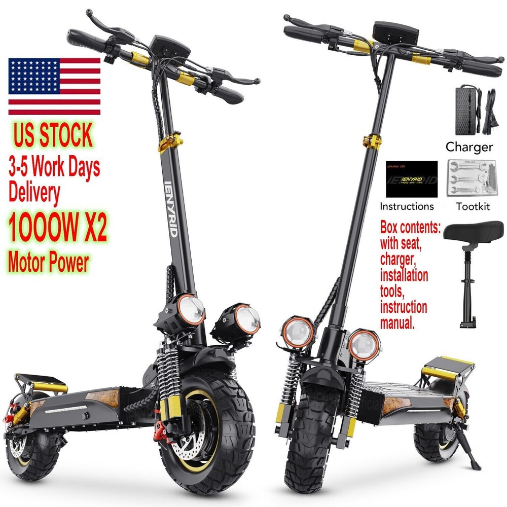 Electric Scooter Off Road 2OOO 34Mph 10'' Folding With Seat Adult e scooter ES6