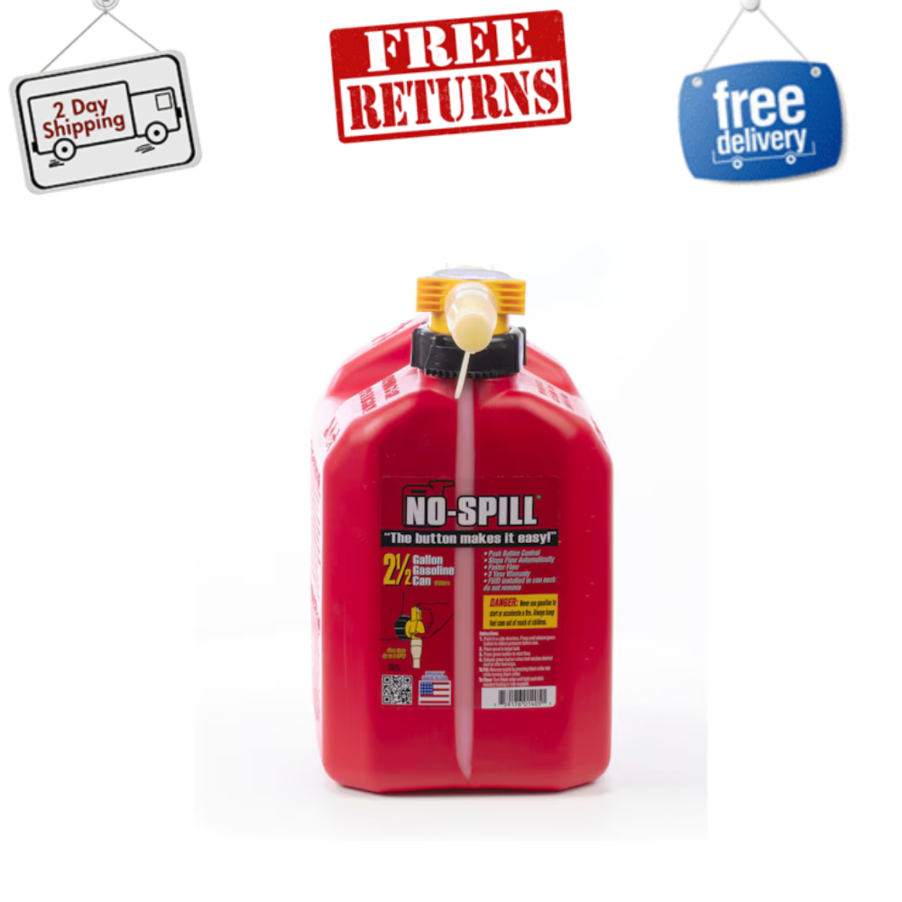 No-Spill 2.5 Gallon Plastic Gasoline Can EPA Compliant Fuel Container, 1405, Red