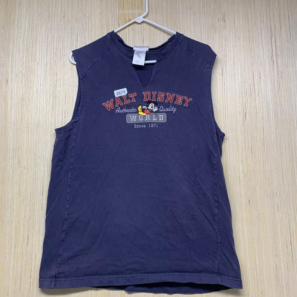 Vintage Walt Disney Shirt Adult Large Blue Short Sleeve Men’s Embroidered 90s