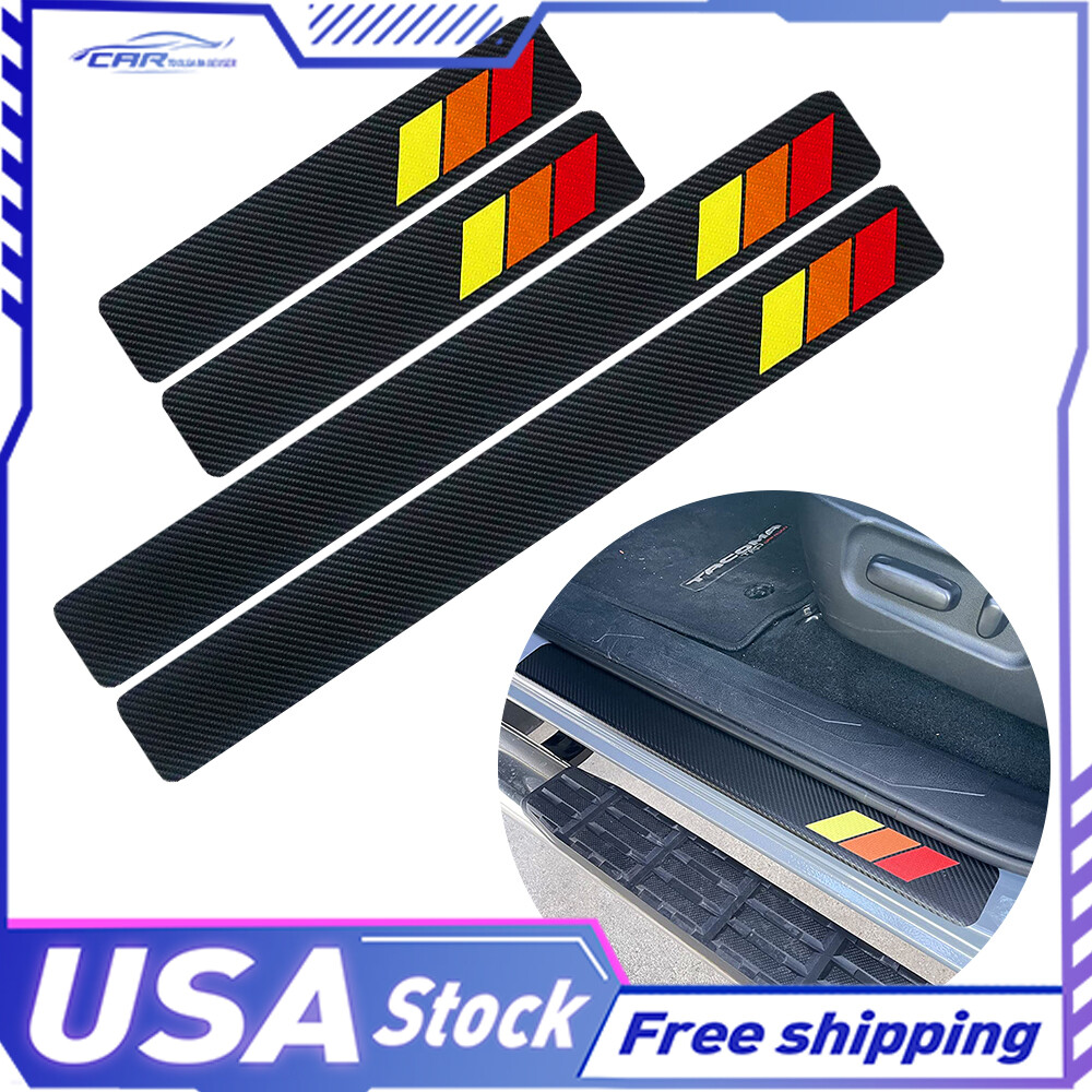 4PCS Waterproof Carbon PU fiber Door leather sill for most toyota vehicles