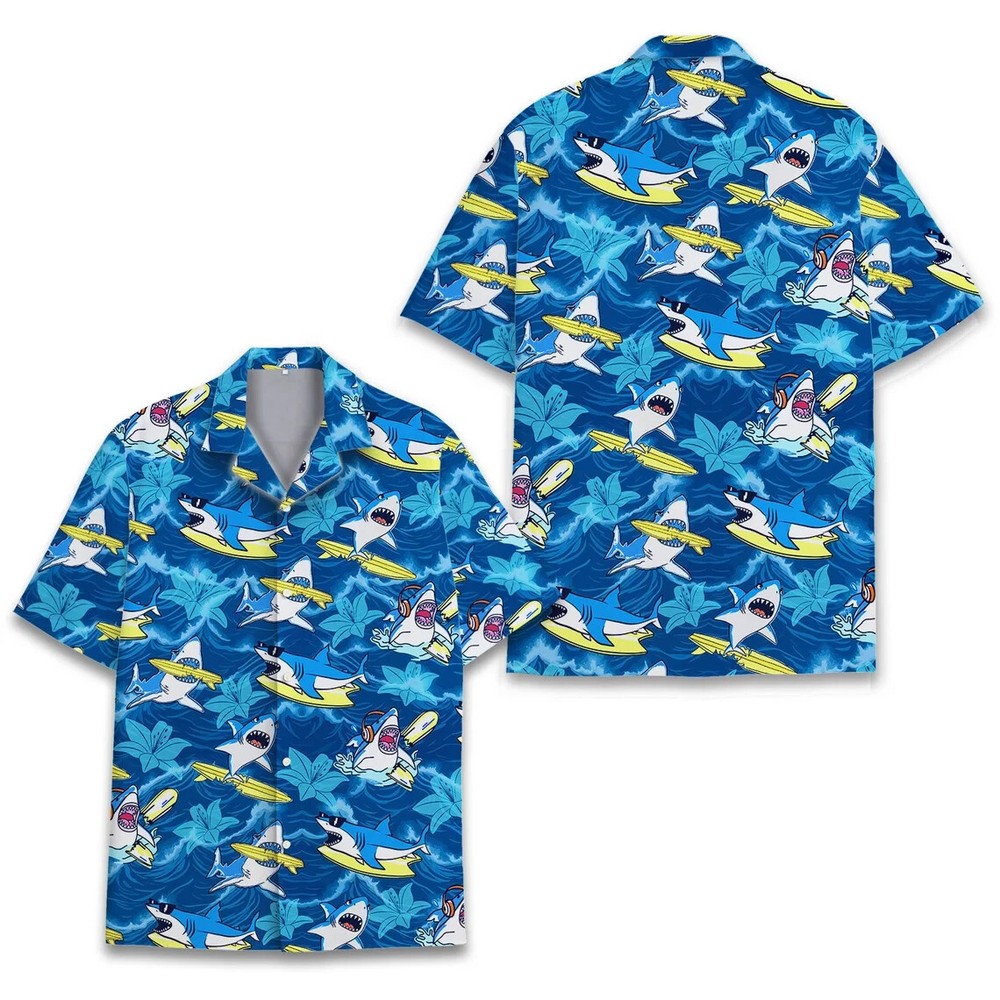 Shark Hawaiian Shirt , Button Down Full Size S-5XL