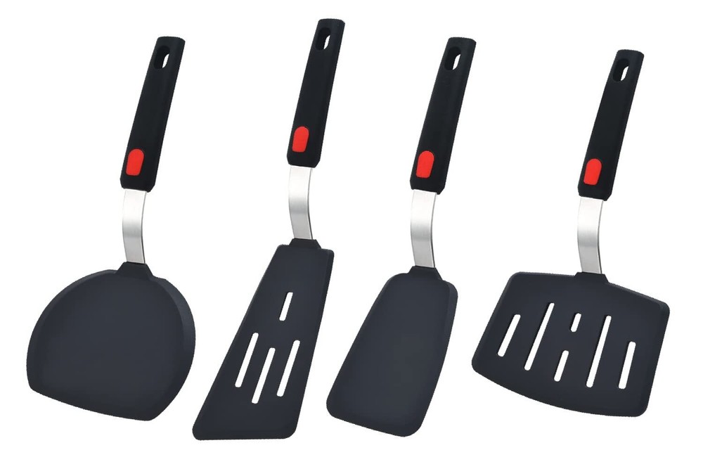 Silicone Spatula Turner, 4-Pack Spatulas 600°F Set for Nonstick Cookware, Kit...