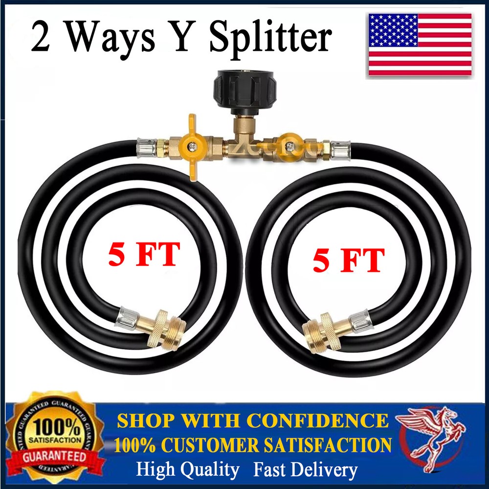 5 Feet 2 Ways Y Splitter CGA Propane Converter Adapter Hose for QCC1 20lbs Tank~