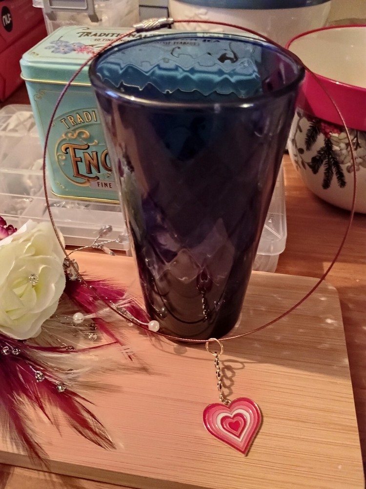 Handmade Heart Necklace -Dangle Drop Choker Necklace - Heart