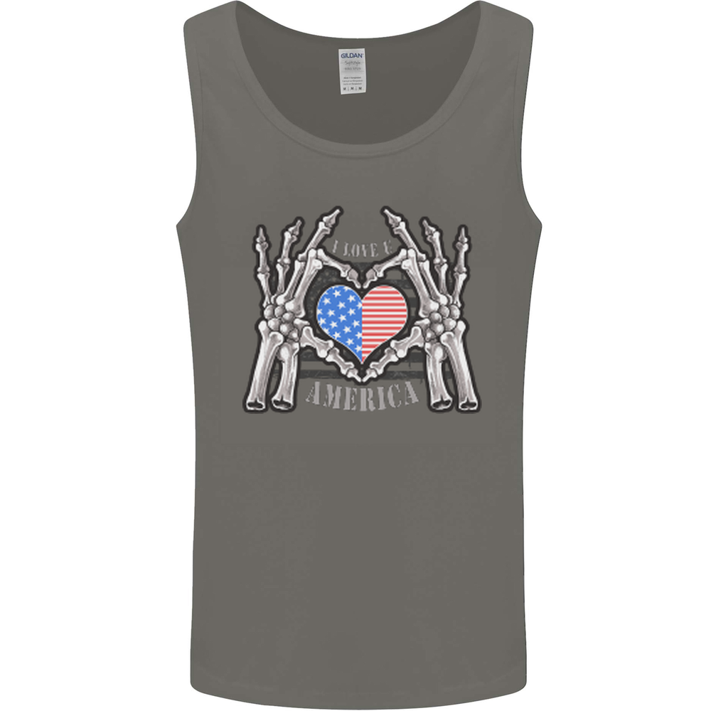 I Love You America 4th of July USA Flag Mens Vest Tank Top