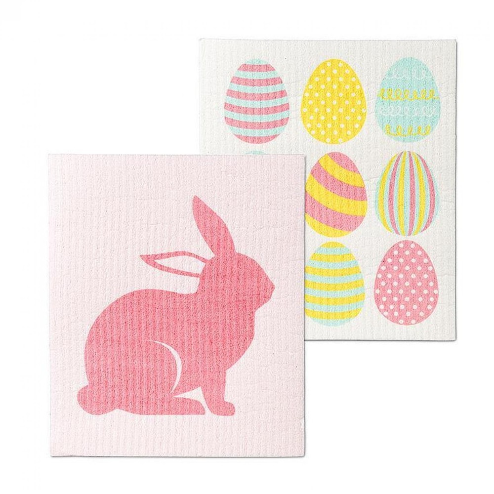 2-Pack Easter Egg and Bunny Dishcloths for Spring Cleaning  