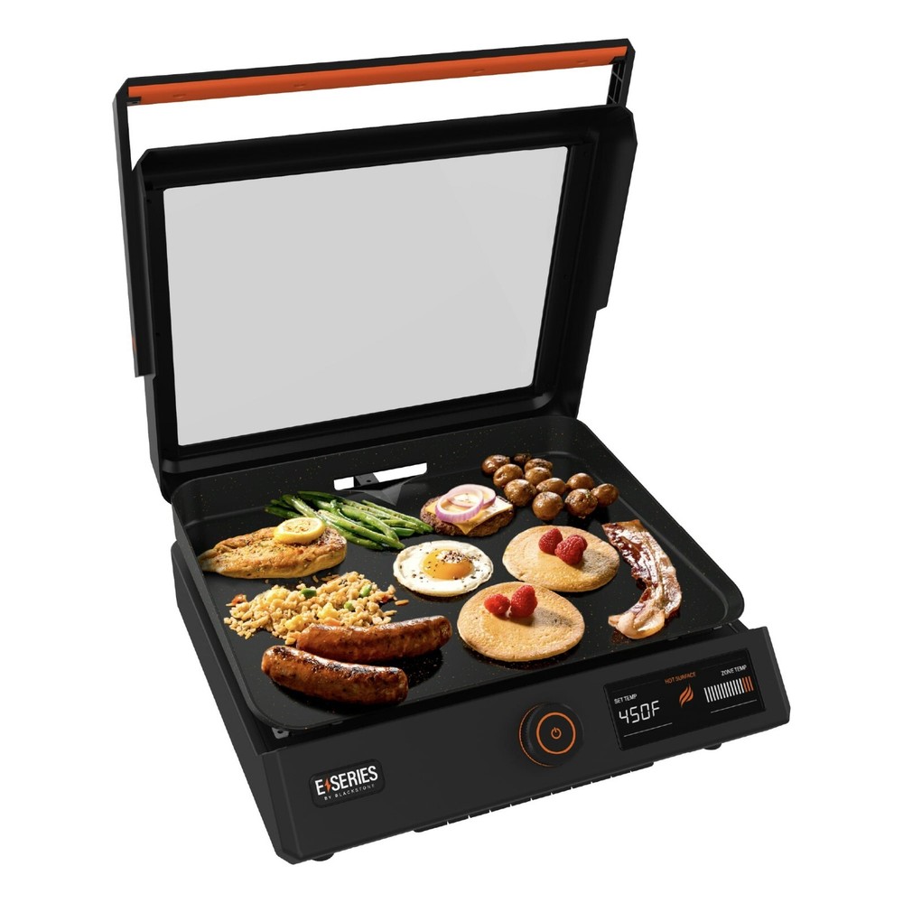 17 Electric Tabletop Griddle with Hood, Black