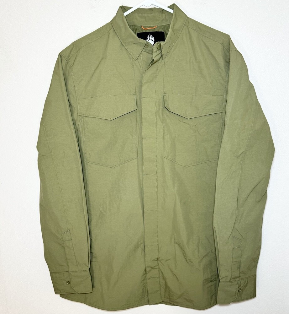 Duluth Trading Alaskan Hardgear Nylon Galebreak Vented Overshirt Green Med