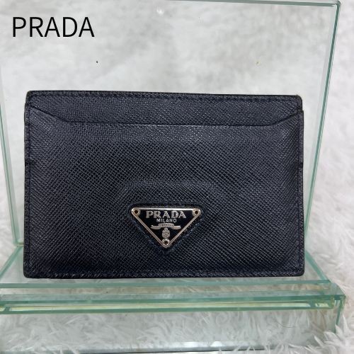 PRADA Black K3 0183 Men's Card Case in Excellent Condition