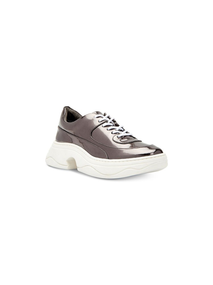 Katy Perry Womens The Vandall Metallic Gray Platform Sneakers 6.5 M US