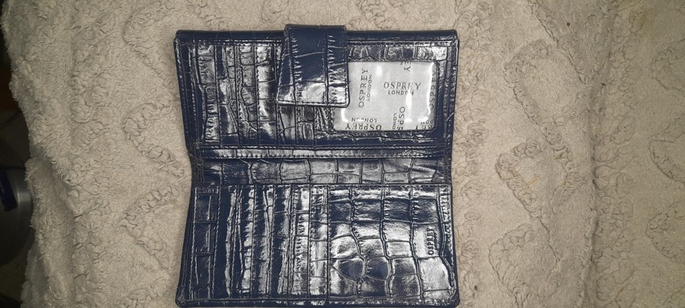 Ladies Blue Leather Osprey London Purse - VGC