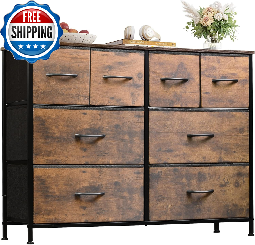 Dresser for Bedroom with 8 Drawers, Wide Fabric Dresser for Storage and Organiza