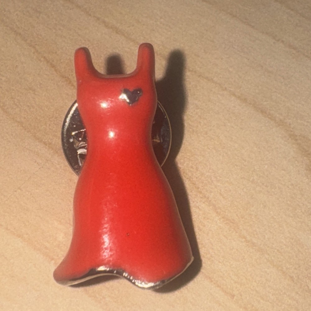 Red Dress Lapel Pin Red Dress with Silver Heart