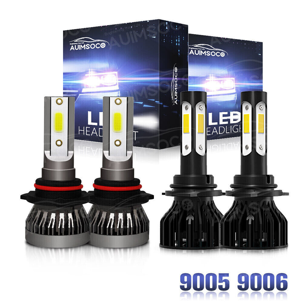 AUIMSOCO White 9005+9006 Combo LED Car Headlight Kit High&Low Beam Light Bulbs
