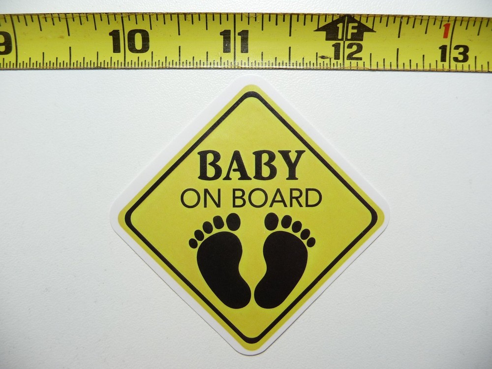CUTE BABY ON BOARD FEET STICKER DECAL SIGN WARNING NOTICE JOKE PRANK GAG